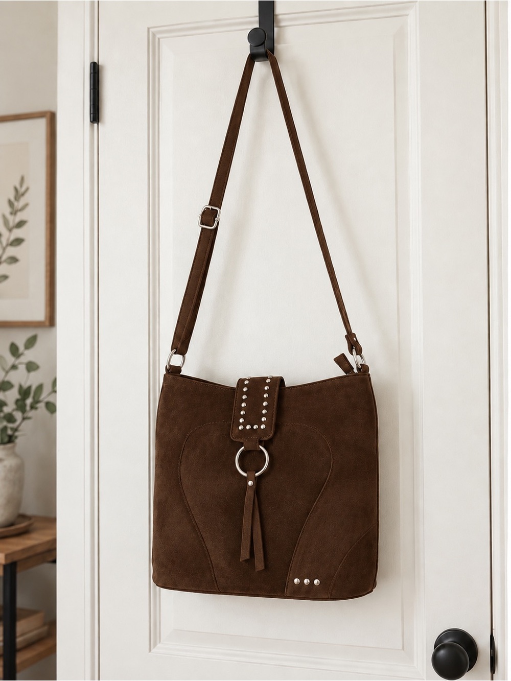 Rosemary Suede Bucket Bag-Chocolate Brown